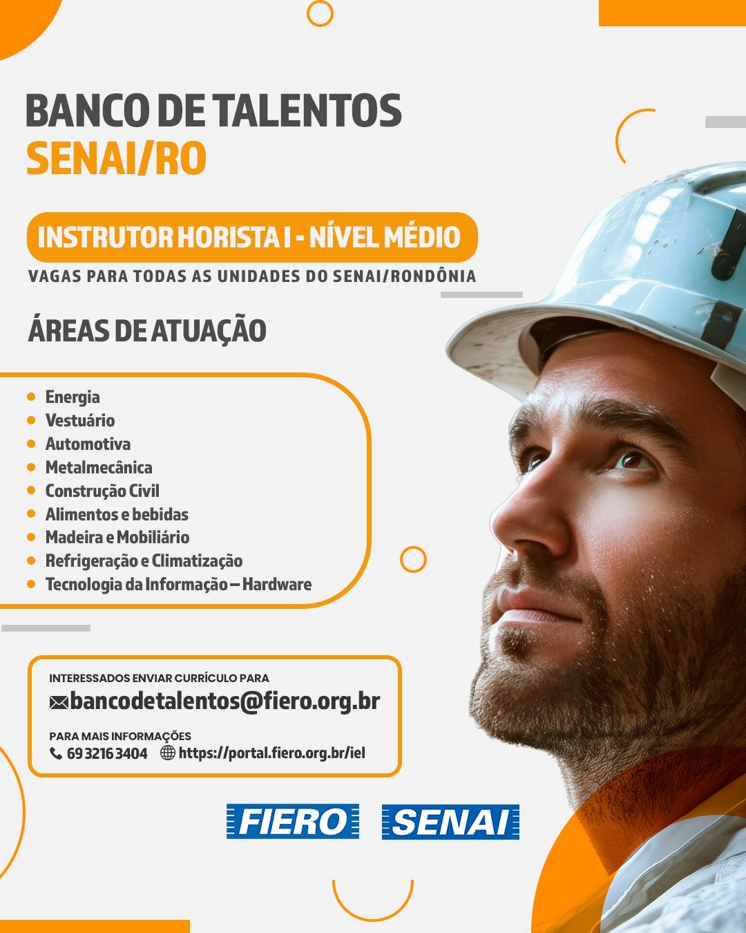 Senai Rondônia abre processo seletivo para instrutor horista em diversos segmentos