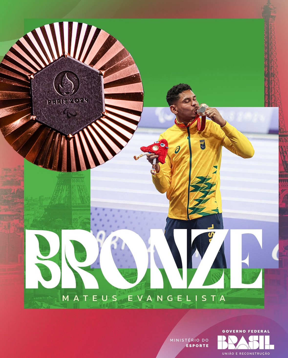 Rondoniense Mateus Evangelista conquista bronze no salto em distância T37