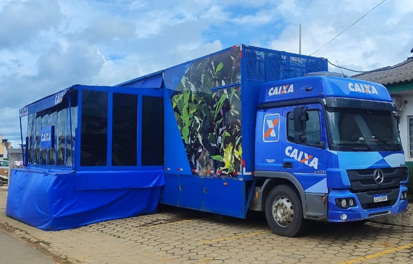 Caminhão Caixa chega em Buritis para atendimento à beneficiários do INSS e aos servidores municipais