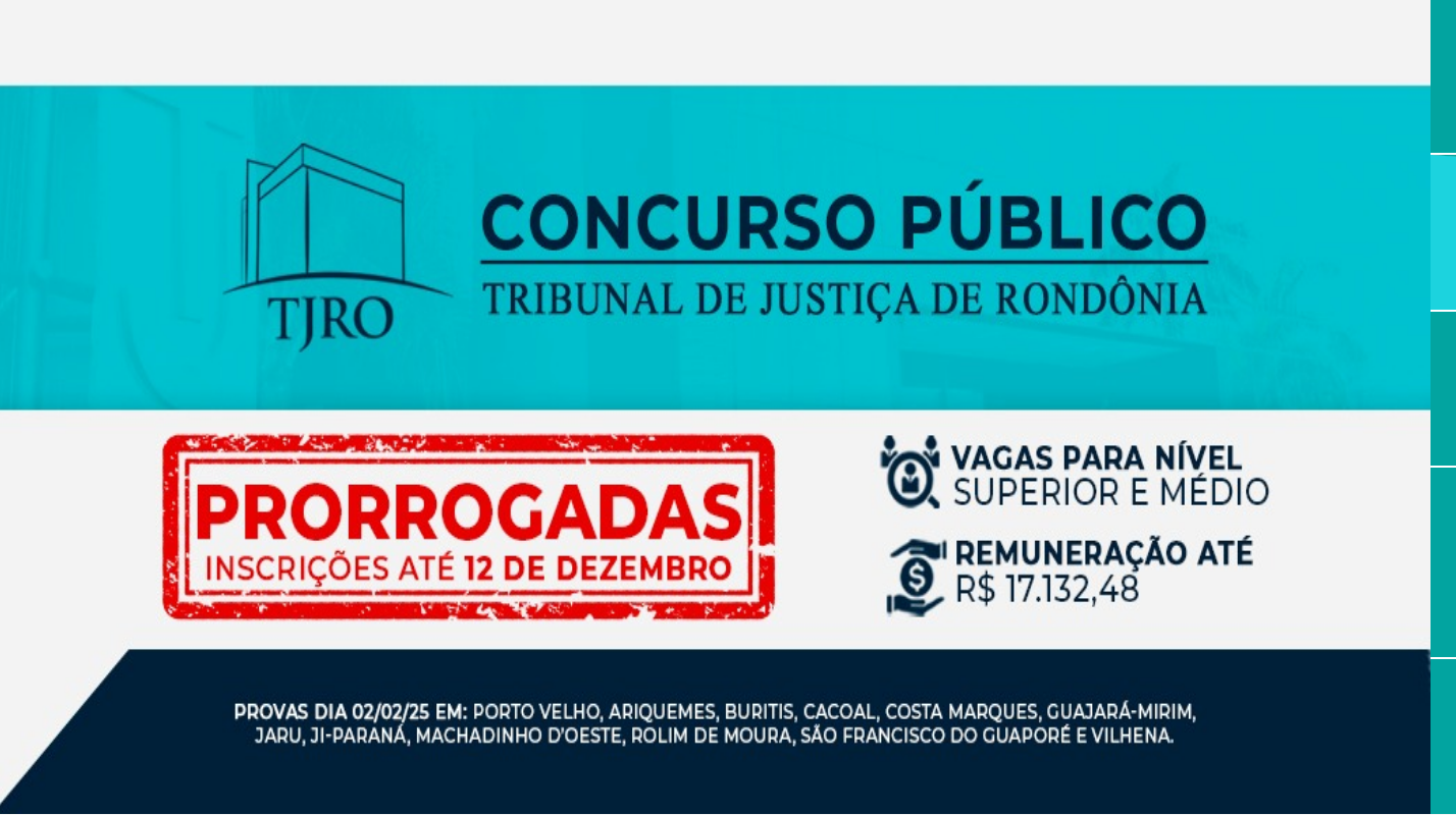 TJRO prorroga inscrições para concurso; confira nova data